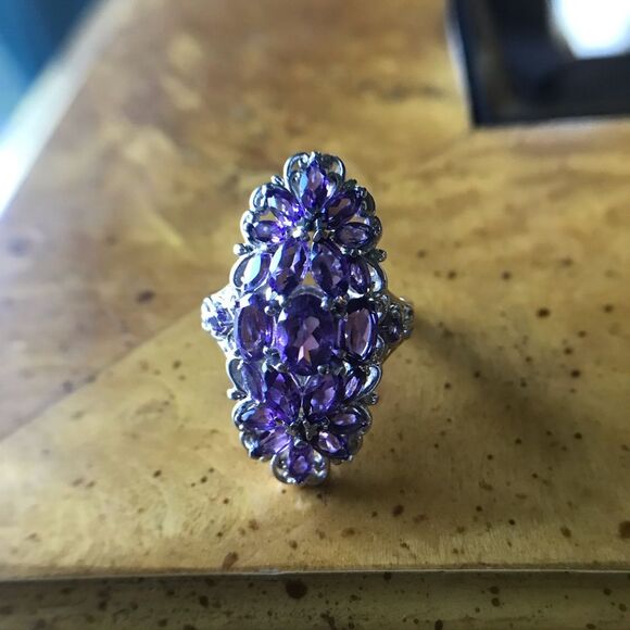 Natural African Amethyst Sterling Silver Ring Size 6 - Picture 9 of 9